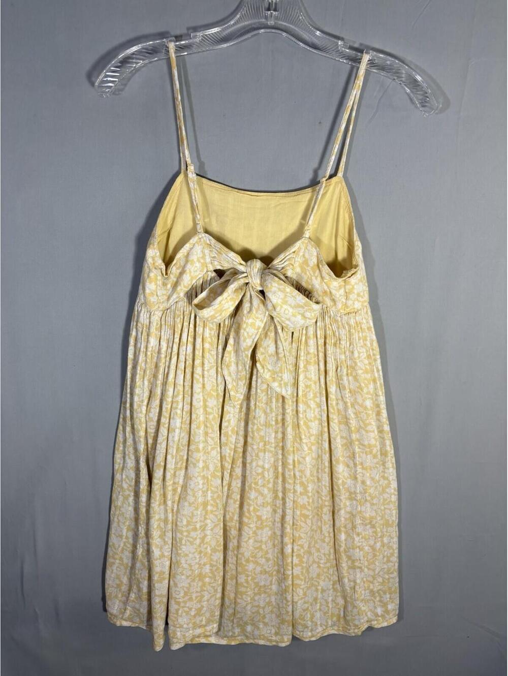 American Eagle XS Yellow Floral Tie Mini Sundress Babydoll Cottagecore